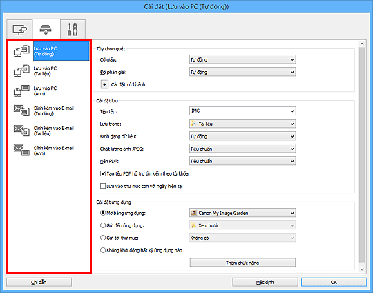 hình: Hộp thoại Cài đặt